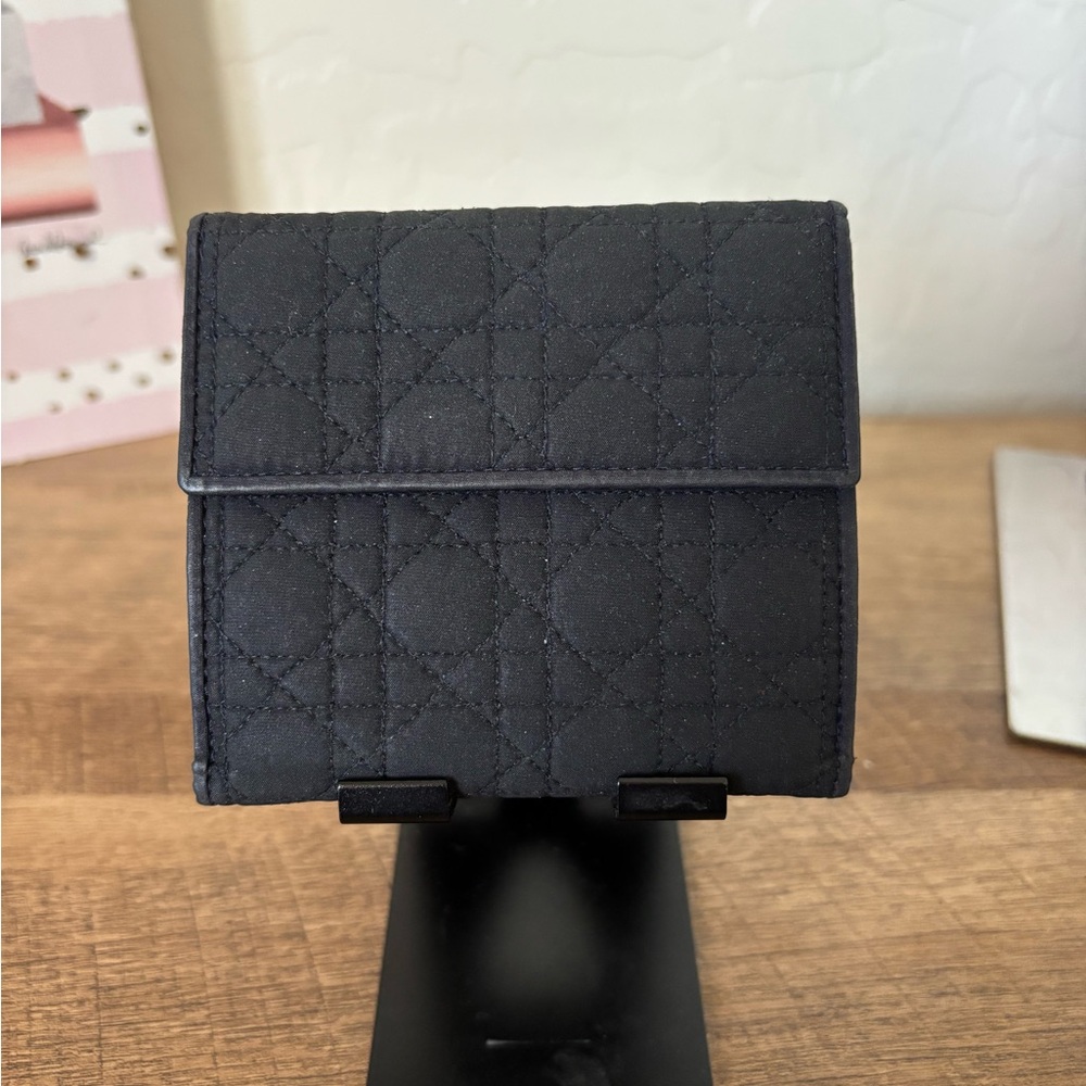 Dior Compact Wallet- Black Vintage Quilted